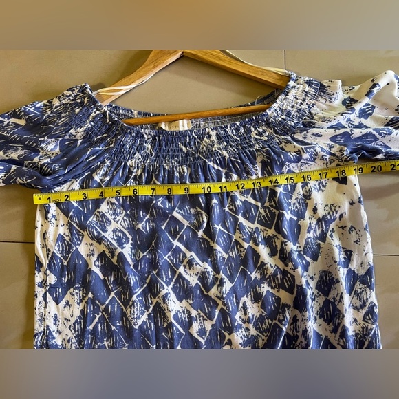 LoveStitch Tropical Print Off‎ the Shoulder Smocked Bell Sleeves Blouse size S - Picture 15 of 16